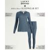 Lucky Brand Women’s Pajama Set – 2 Piece Ribbed Hacci Long Sleeve and Joggers Sleepwear(Blue Heather)