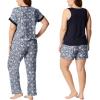 Lucky Brand Women’s Pajama Set – 4 Piece Sleep Shirt, Tank Top, Pajama Pants, Lounge Shorts (S-XL)(Denim Floral)