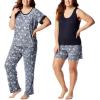 Lucky Brand Women’s Pajama Set – 4 Piece Sleep Shirt, Tank Top, Pajama Pants, Lounge Shorts (S-XL)(Denim Floral)