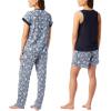 Lucky Brand Women’s Pajama Set – 4 Piece Sleep Shirt, Tank Top, Pajama Pants, Lounge Shorts (S-XL)(Denim Floral)