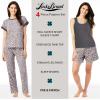 Lucky Brand Women’s Pajama Set – 4 Piece Sleep Shirt, Tank Top, Pajama Pants, Lounge Shorts (S-XL)(Grey)
