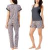 Lucky Brand Women’s Pajama Set – 4 Piece Sleep Shirt, Tank Top, Pajama Pants, Lounge Shorts (S-XL)(Leopard)