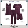 Lucky Brand Women’s Pajama Set – 4 Piece Sleep Shirt, Tank Top, Pajama Pants, Lounge Shorts (S-XL)(Maroon Stars)