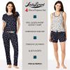 Lucky Brand Women’s Pajama Set – 4 Piece Sleep Shirt, Tank Top, Pajama Pants, Lounge Shorts (S-XL)(Navy Stars)