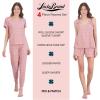 Lucky Brand Women’s Pajama Set – 4 Piece Sleep Shirt, Tank Top, Pajama Pants, Lounge Shorts (S-XL)(Pink Floral)