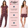 Lucky Brand Women’s Pajama Set – 4 Piece Sleep Shirt, Tank Top, Pajama Pants, Lounge Shorts (S-XL)(Red Paisley)
