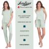 Lucky Brand Women’s Pajama Set – 4 Piece Sleep Shirt, Tank Top, Pajama Pants, Lounge Shorts (S-XL)(Soft Sage)