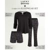 Lucky Brand Women’s Pajama Set 3Piece(Black)