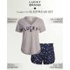 Lucky Brand womens Drapy Graphic Tee T-shirt and Short Pajama Set(Heather Grey)