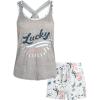 Lucky Brand Womens 2 Piece Lounge Set, Lightweight Soft Pajamas Sleepwear Crossback Tank Top and Sleep Shorts(Grey/Nanette Floral)