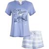 Lucky Brand Women’s 2 Piece Pajama Set, Roll Sleeve Top & Shorts, Casual Sleepwear and Loungewear, Cozy Soft Pjs(Blue Tie Dye)