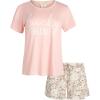Lucky Brand Women’s 2 Piece Pajama Set, Roll Sleeve Top & Shorts, Casual Sleepwear and Loungewear, Cozy Soft Pjs(Peach)