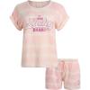 Lucky Brand Women’s 2 Piece Pajama Set, Roll Sleeve Top & Shorts, Casual Sleepwear and Loungewear, Cozy Soft Pjs(Pink Tie Dye)