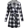 Lucky Brand Women’s Bathrobe Fleece Shawl Collar Belted Robe with Hood(Black/White)