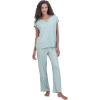 Lucky Brand Women’s Pajama Set – 2 Piece Henley Sleep Shirt and Lounge Pants – Silky Soft Sleepwear for Women(Ether/Line Diamond)