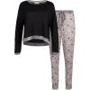 Lucky Brand Women’s Pajama Set – 2 Piece Long Sleeve Sleep Shirt and Jogger Pants with Velour Trim (S-XL)(Black/Stars)