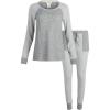 Lucky Brand Women’s Pajama Set – 2 Piece Ribbed Hacci Long Sleeve and Joggers Sleepwear(Heather Grey)