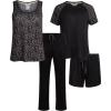 Lucky Brand Women’s Pajama Set – 4 Piece Sleep Shirt, Tank Top, Pajama Pants, Lounge Shorts (S-XL)(Black Bandana)