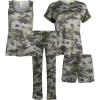 Lucky Brand Women’s Pajama Set – 4 Piece Sleep Shirt, Tank Top, Pajama Pants, Lounge Shorts (S-XL)(Camo)