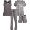 Lucky Brand Women’s Pajama Set – 4 Piece Sleep Shirt, Tank Top, Pajama Pants, Lounge Shorts (S-XL)(Grey)