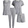 Lucky Brand Women’s Pajama Set – 4 Piece Sleep Shirt, Tank Top, Pajama Pants, Lounge Shorts (S-XL)(Grey Floral)