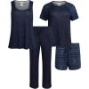 Lucky Brand Women’s Pajama Set – 4 Piece Sleep Shirt, Tank Top, Pajama Pants, Lounge Shorts (S-XL)(Navy Bandana)