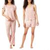 Lucky Brand Women’s Pajama Set – 4 Piece Sleep Shirt, Tank Top, Pajama Pants, Lounge Shorts (S-XL)(Pink)