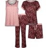Lucky Brand Women’s Pajama Set – 4 Piece Sleep Shirt, Tank Top, Pajama Pants, Lounge Shorts (S-XL)(Red Paisley)