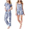 Lucky Brand Women’s Pajama Set – 4 Piece Sleep Shirt, Tank Top, Pajama Pants, Lounge Shorts (S-XL)(Winter Tie Dye)