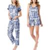 Lucky Brand Women’s Pajama Set – 4 Piece Sleep Shirt, Tank Top, Pajama Pants, Lounge Shorts (S-XL)(Winter Tye Dye)