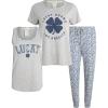 Lucky Brand Women’s Pants Set, 3 Piece T-Shirt, Tank, Top, and Joggers, Casual Everyday Loungewear for Women (S-XL)(Heather Grey)