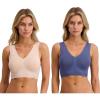 Lucky Brand Women’s Seamless Bra – 2 Pack Super Soft Wire-Free Comfort Lounge Bras for Women (Sizes: S-XL)(Smoky Grape)