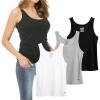Lucky Brand Women’s Tank Top – 3 Pack Stretch Cotton Scoop Neck Ribbed Sleeveless T-Shirt, Camiseta sin Mangas para Mujer(Black)