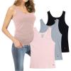 Lucky Brand Women’s Tank Top – 3 Pack Stretch Cotton Scoop Neck Ribbed Sleeveless T-Shirt, Camiseta sin Mangas para Mujer(Light Pink)