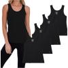 Lucky Brand Women’s Tank Top – 4 Pack Stretch Cotton Scoop Neck Sleeveless T-Shirt, Camiseta sin Mangas para Mujer(Black/Black/Black/Black)