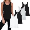 Lucky Brand Women’s Tank Top – 4 Pack Stretch Cotton Scoop Neck Sleeveless T-Shirt, Camiseta sin Mangas para Mujer(Black/Grey/Black/White)