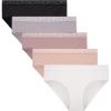 Lucky Brand Women’s Underwear – 5 Pack Microfiber Hipster Briefs (S-XL)(Gardenia/Natural/Black/Silver Sconce/Multi)