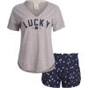 Lucky Brand womens Drapy Graphic Tee T-shirt and Short Pajama Set(Heather Grey)