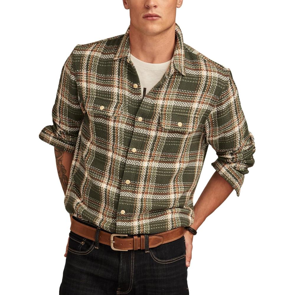 imageLucky Brand Mens Herringbone HumboldtGreen Plaid