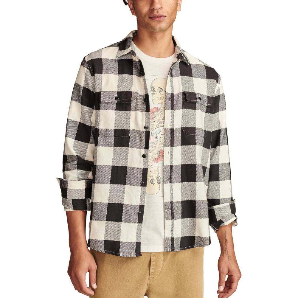 imageLucky Brand Mens Plaid Cloud Soft FlannelBlack Multi