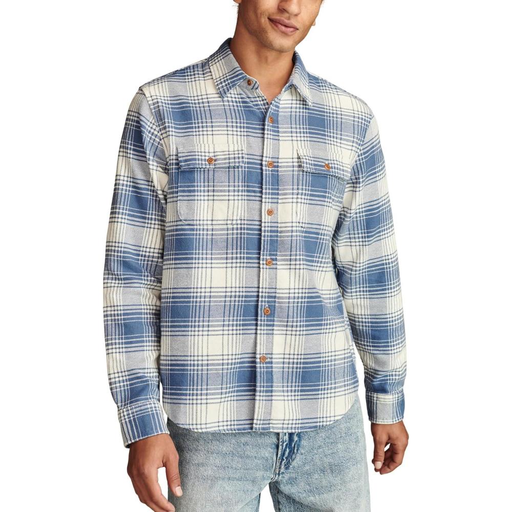 imageLucky Brand Mens Plaid Cloud Soft FlannelLight Blue Multi