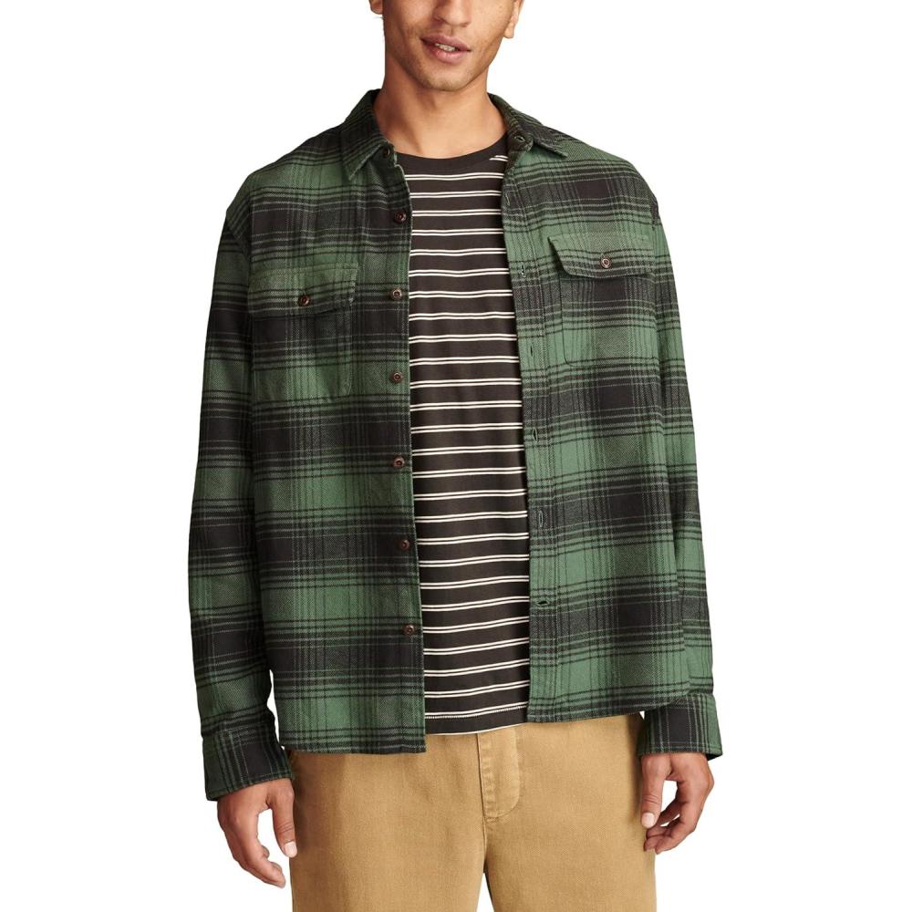 imageLucky Brand Mens Plaid Cloud Soft FlannelOlive Multi