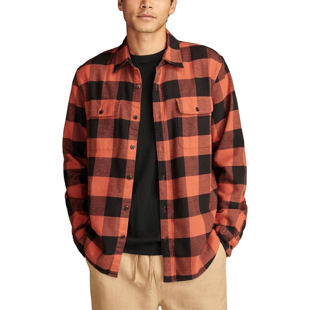 imageLucky Brand Mens Plaid Cloud Soft FlannelOrange Multi