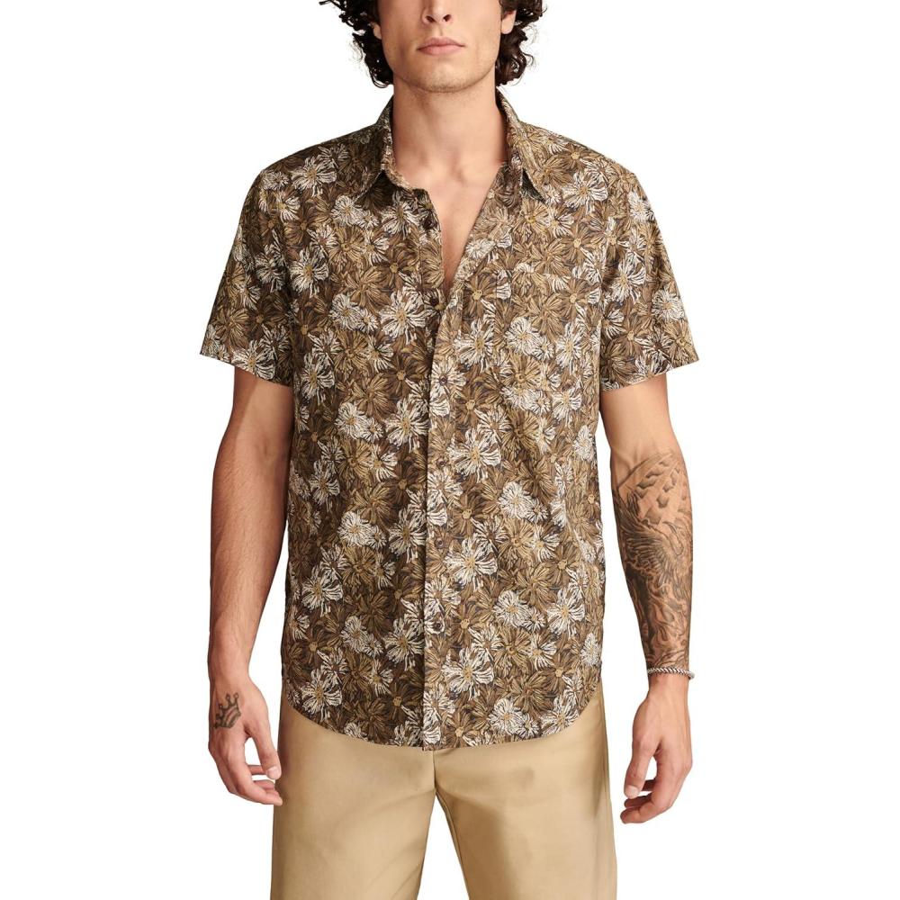 imageLucky Brand Mens Short Sleeve Printed ShirtBrown Print