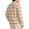 Lucky Brand Men’s Big Slub Twill Plaid Long Sleeve Utility Shirt(Brown Multi)