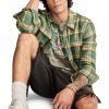 Lucky Brand Men’s Big Slub Twill Plaid Long Sleeve Utility Shirt(Green Multi)