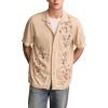 Lucky Brand Men’s Short Sleeve Embroidered Camp Collar Shirt