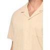 Lucky Brand Men’s Short Sleeve Eyelet Camp Collar Shirt(Beige)