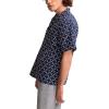 Lucky Brand Men’s Short Sleeve Eyelet Camp Collar Shirt(Blue Embroidery)