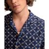 Lucky Brand Men’s Short Sleeve Eyelet Camp Collar Shirt(Blue Embroidery)